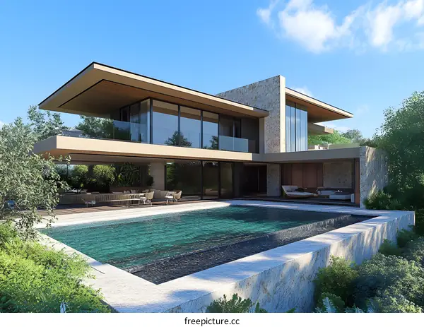 Modern House with Swimming Pool and Garden
