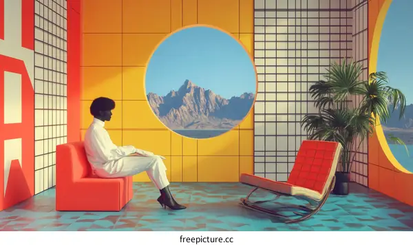 Retro Interior Design with a Black Woman