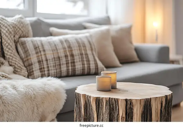 Cozy Living Room Decor with Candles and Pillows