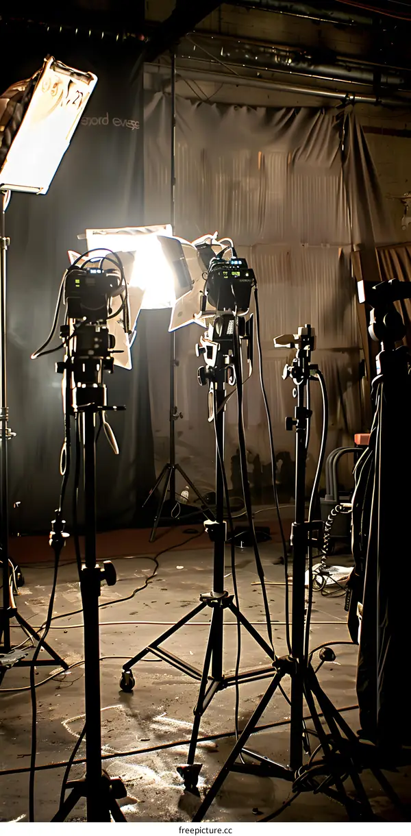 Camera Equipment Setup On Studio Set