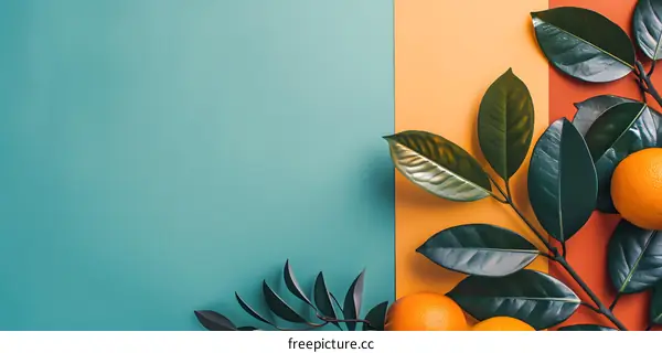 Orange Leaves on a Colored Background