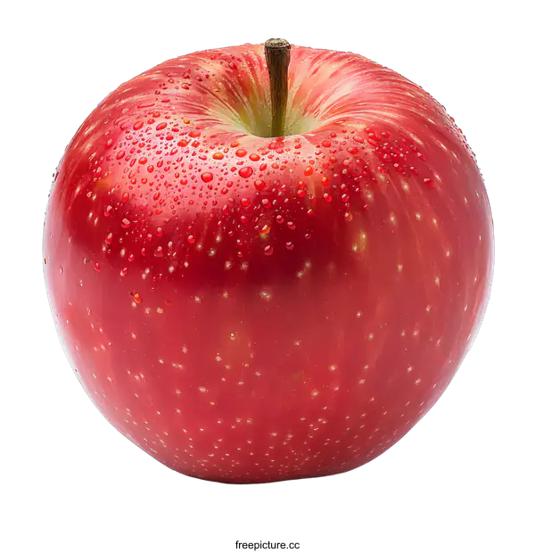 [Transparent Background PNG]Fresh Red Apple with Water Droplets