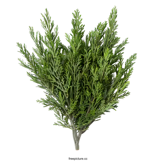 [Transparent Background PNG]Green Branch of Cedar Tree on White Background