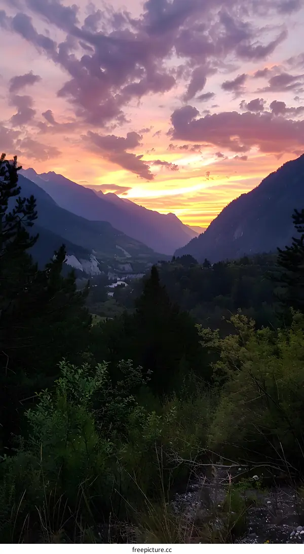 sunset in the mountains