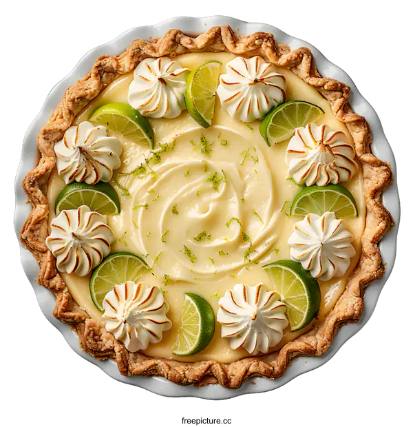 [Transparent Background PNG]Key Lime Pie with Meringue Topping