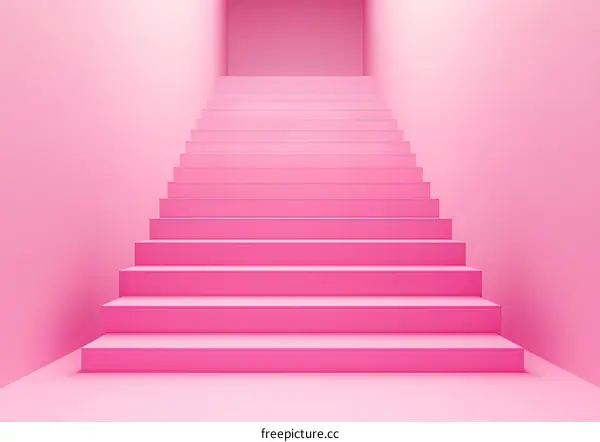 Pink Staircase in a Minimalist Room