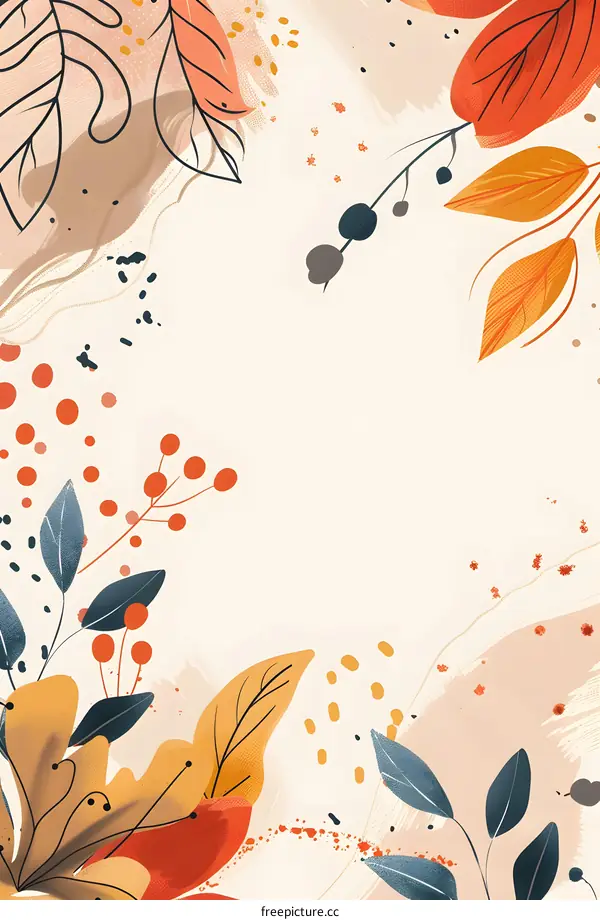 Autumn Leaves and Abstract Shapes Background