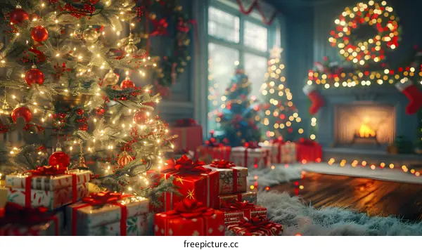 Christmas tree in a living room