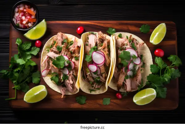 Delicious Mexican Pork Tacos with Radish, Cilantro, and Lime