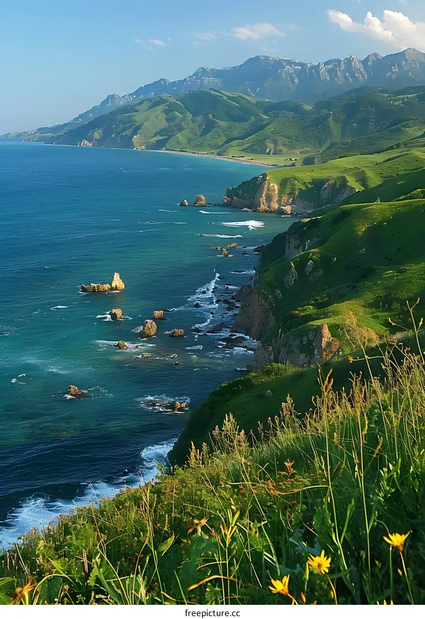Scenic Coastline with Mountains