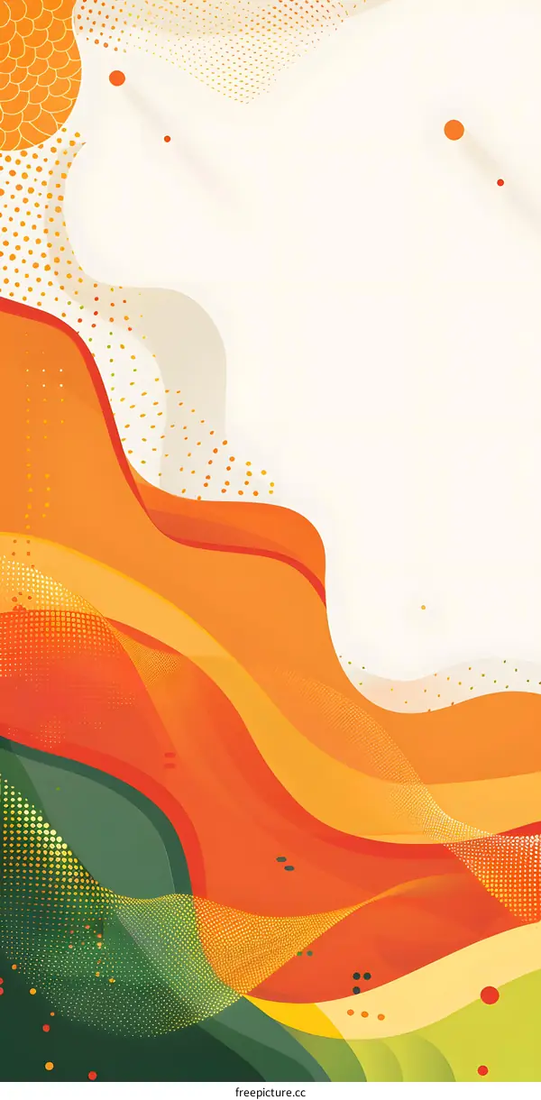 Abstract Orange Green and Yellow Swirls Background