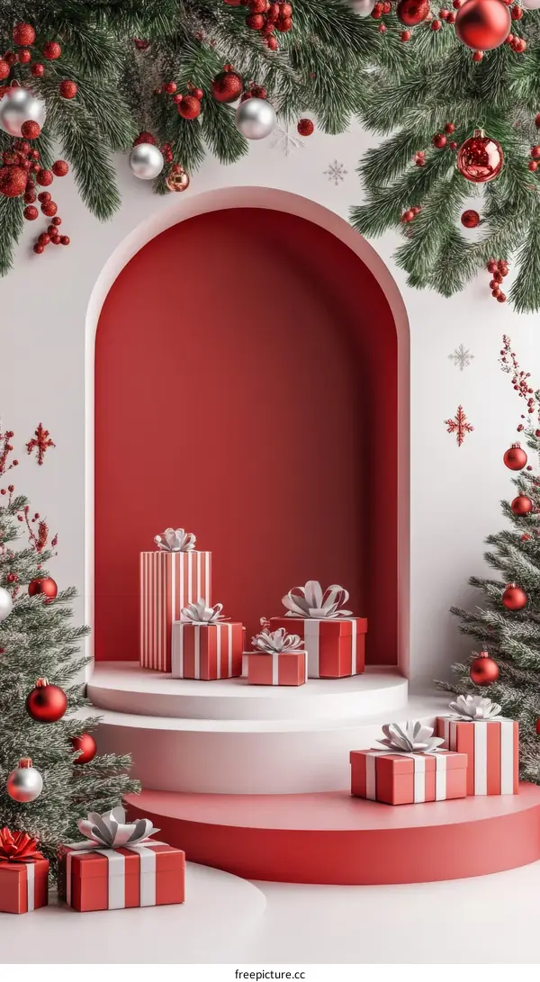 Christmas Gift Display Festive Scene