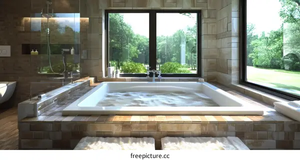 Luxury Modern Spa Bathroom with Scenic View