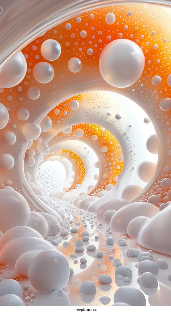 Surreal Organic Tunnel with Glowing Spheres