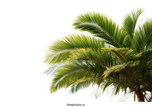 [Transparent Background PNG]Tropical Palm Leaves Close-Up Isolated on White Background