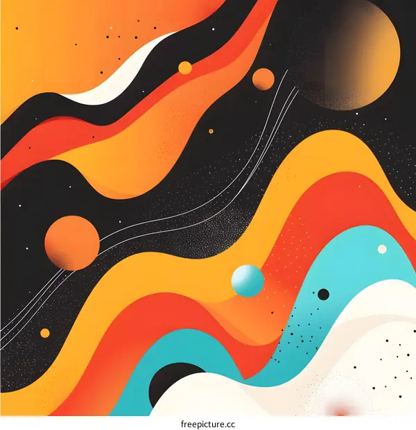 Abstract Art Design With Orange, Blue, And Yellow Colors