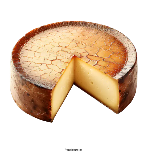 [Transparent Background PNG]Round cheese wheel with a wedge cut out