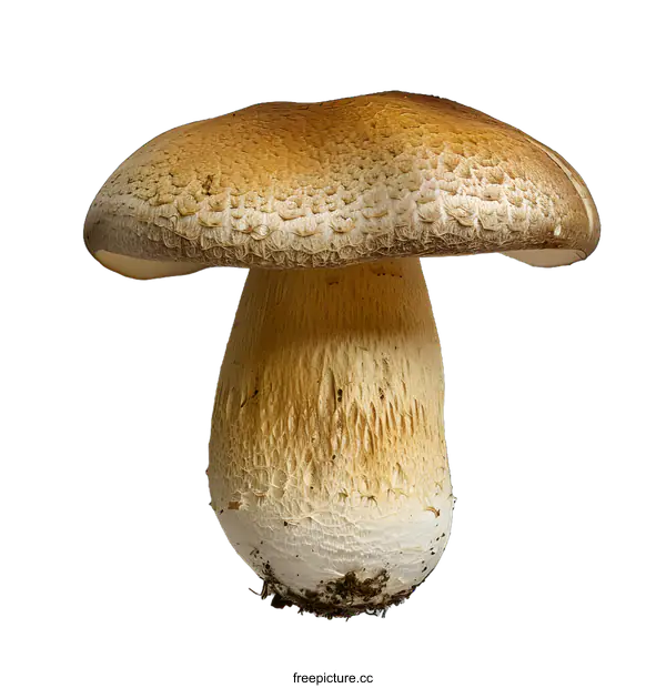 [Transparent Background PNG]Brown Cap Mushroom with White Stem on White Background