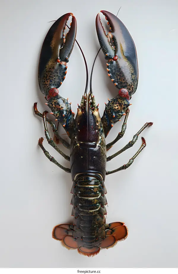 A large lobster on a white background