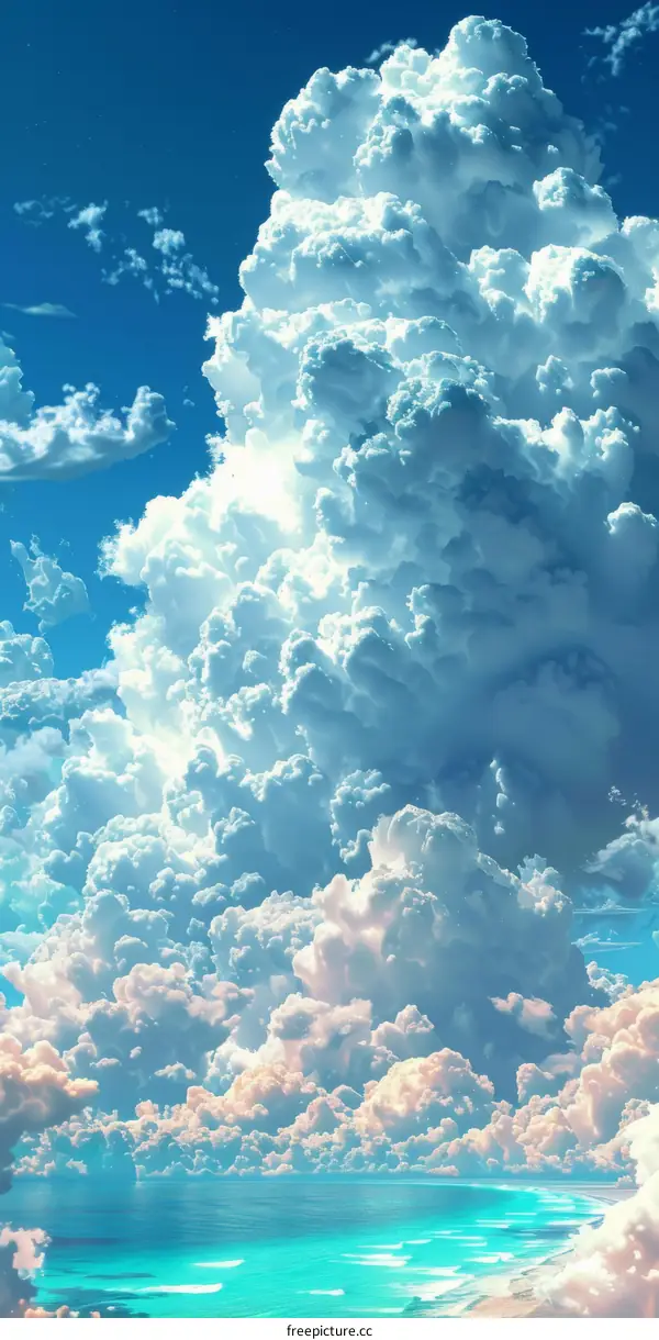 Dramatic Cumulus Clouds over the Ocean