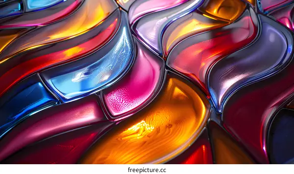 Colorful 3D rendering of a wavy surface