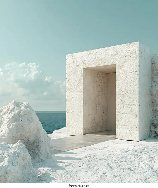 Minimalist White Concrete Architecture by the Sea