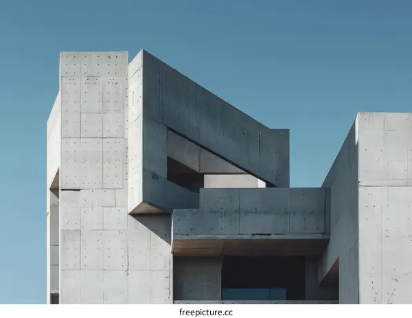 Geometric Concrete Brutalist Building