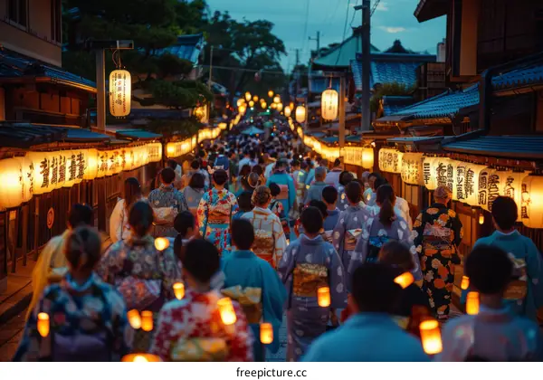 A crowd of people walking down a narrow street in Japan