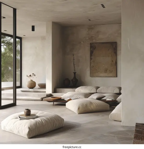 Modern Japanese Zen Minimalist Living Room