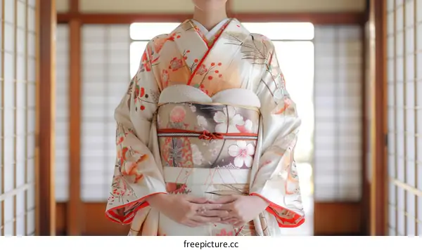A woman wearing a kimono