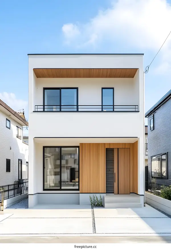 Modern Two Story House with Wooden Accents