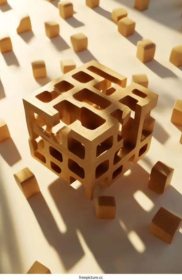 Abstract Wooden Structure with Geometric Patterns