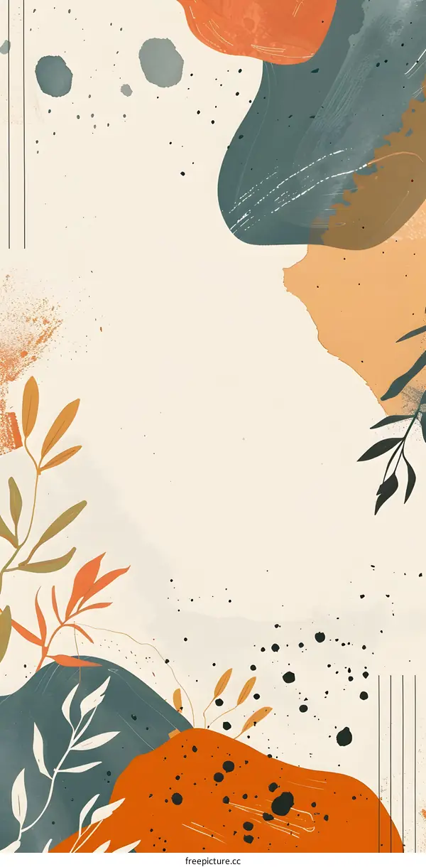 Abstract Art with Green, Orange and Tan Colors