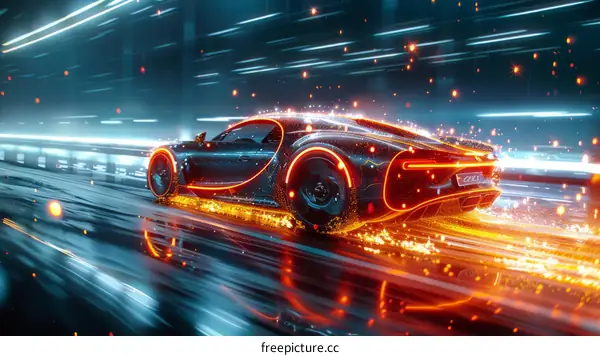 Blue and orange sports car illustration