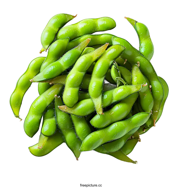 [Transparent Background PNG]Fresh green edamame in pods