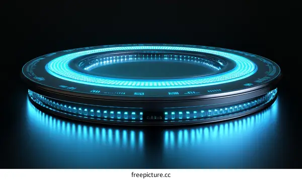 Futuristic Circular Platform with Blue LED Lights