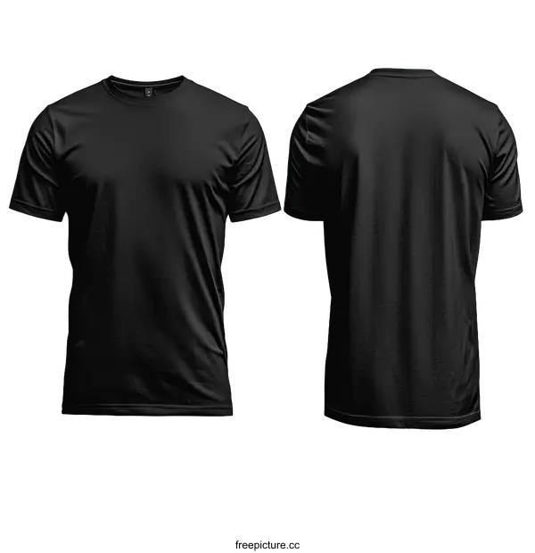 [Transparent Background PNG]Blank Black T-Shirt Mockup Front and Back View