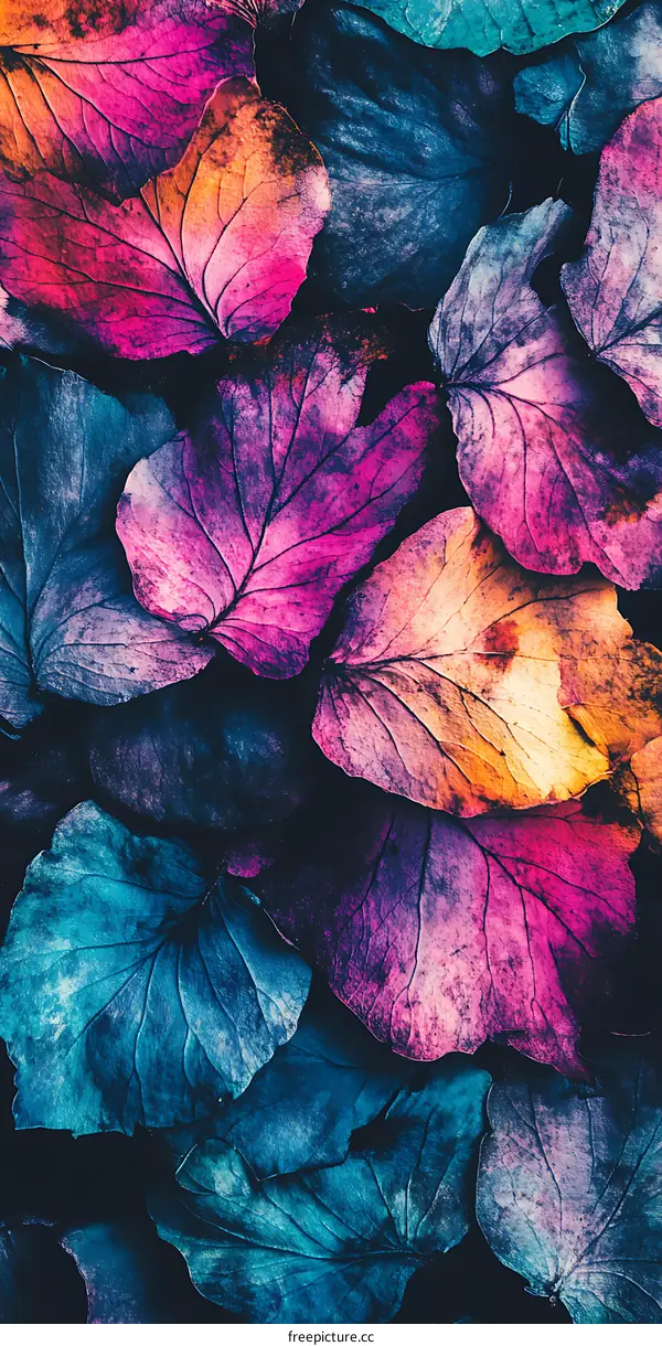 Colorful Leaves Close Up Texture Background