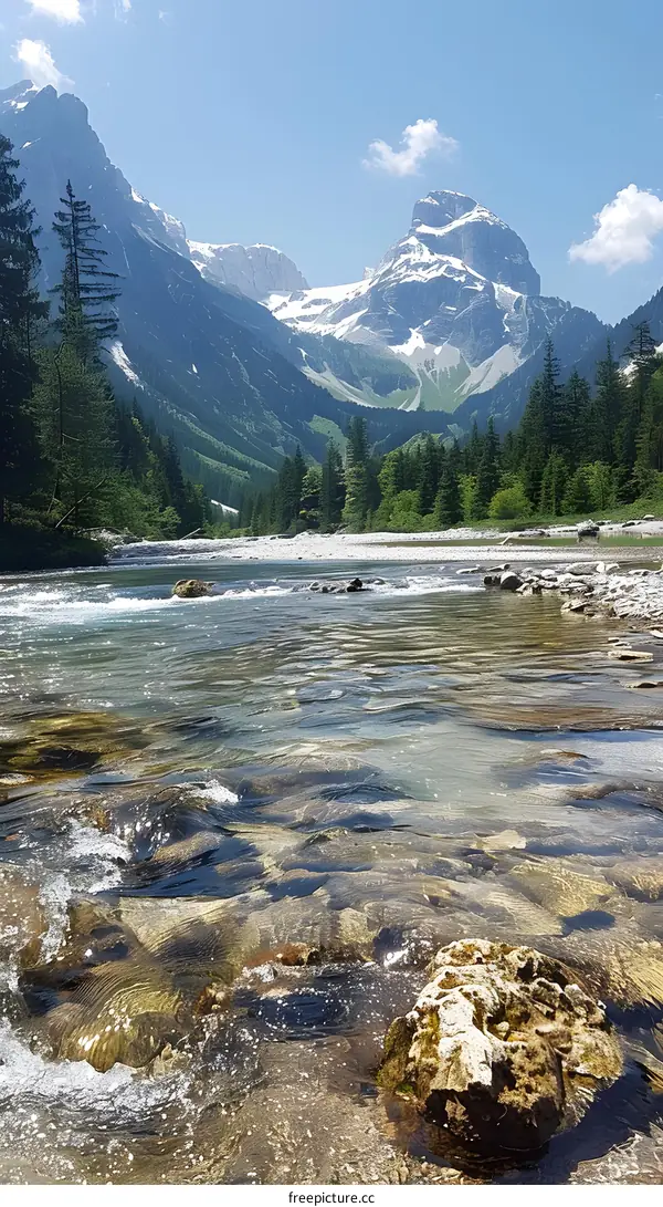 stones in a mountain river in summer