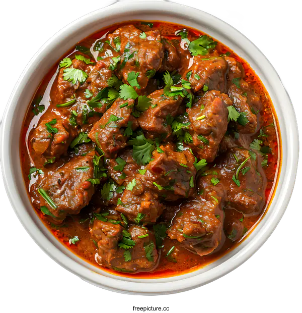 [Transparent Background PNG]Spicy beef stew in a white bowl