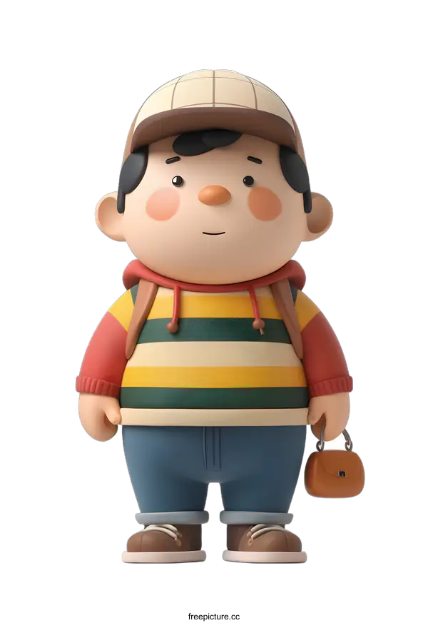 [Transparent Background PNG]3D Cartoon Boy Ready for Adventure