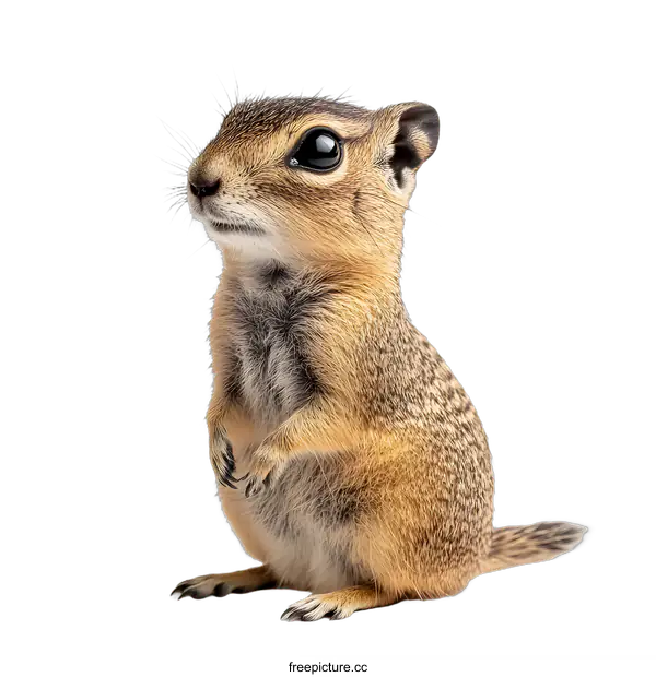 [Transparent Background PNG]Adorable Ground Squirrel Sitting Up On White Background