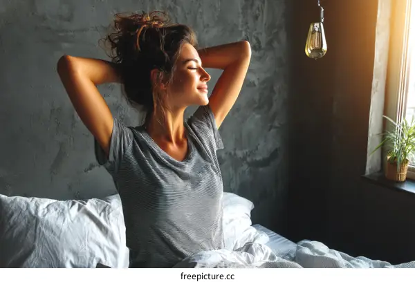 Woman Stretching in a Cozy Bedroom
