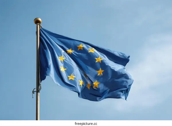 European Union Flag in the Sky