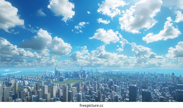 Towering Skyscrapers and a Picturesque Skyline in a Metropolis