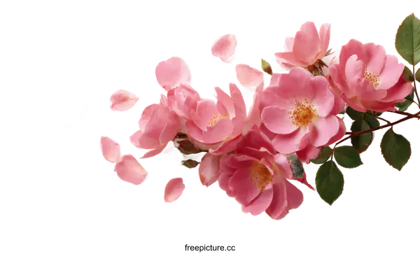 [Transparent Background PNG]Pink Roses and Petals Arrangement