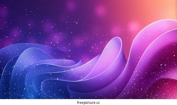 Wavy shapes with a shiny surface and glitter particles