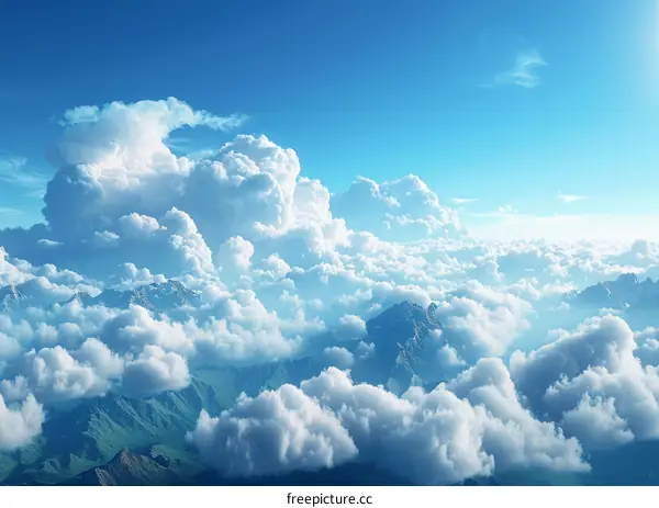 Majestic Mountains with Expansive Blue Sky and Clouds