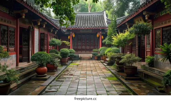 Courtyard of a Traditional Chinese Courtyard House