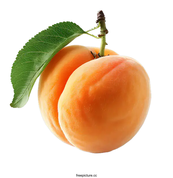 [Transparent Background PNG]Fresh Apricot with Leaf